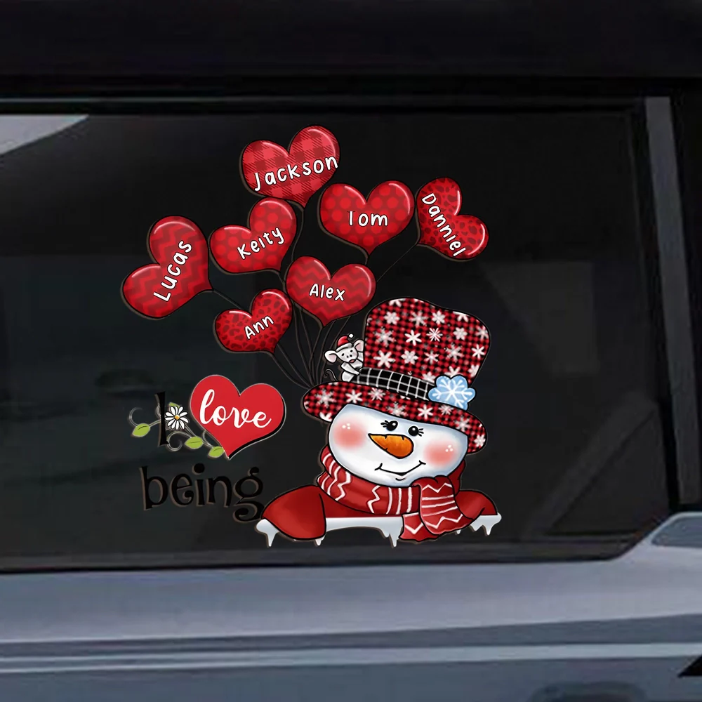I love Being Grandma Mom Abuela Customized Snowman With Heart Balloon Decal - Image 3