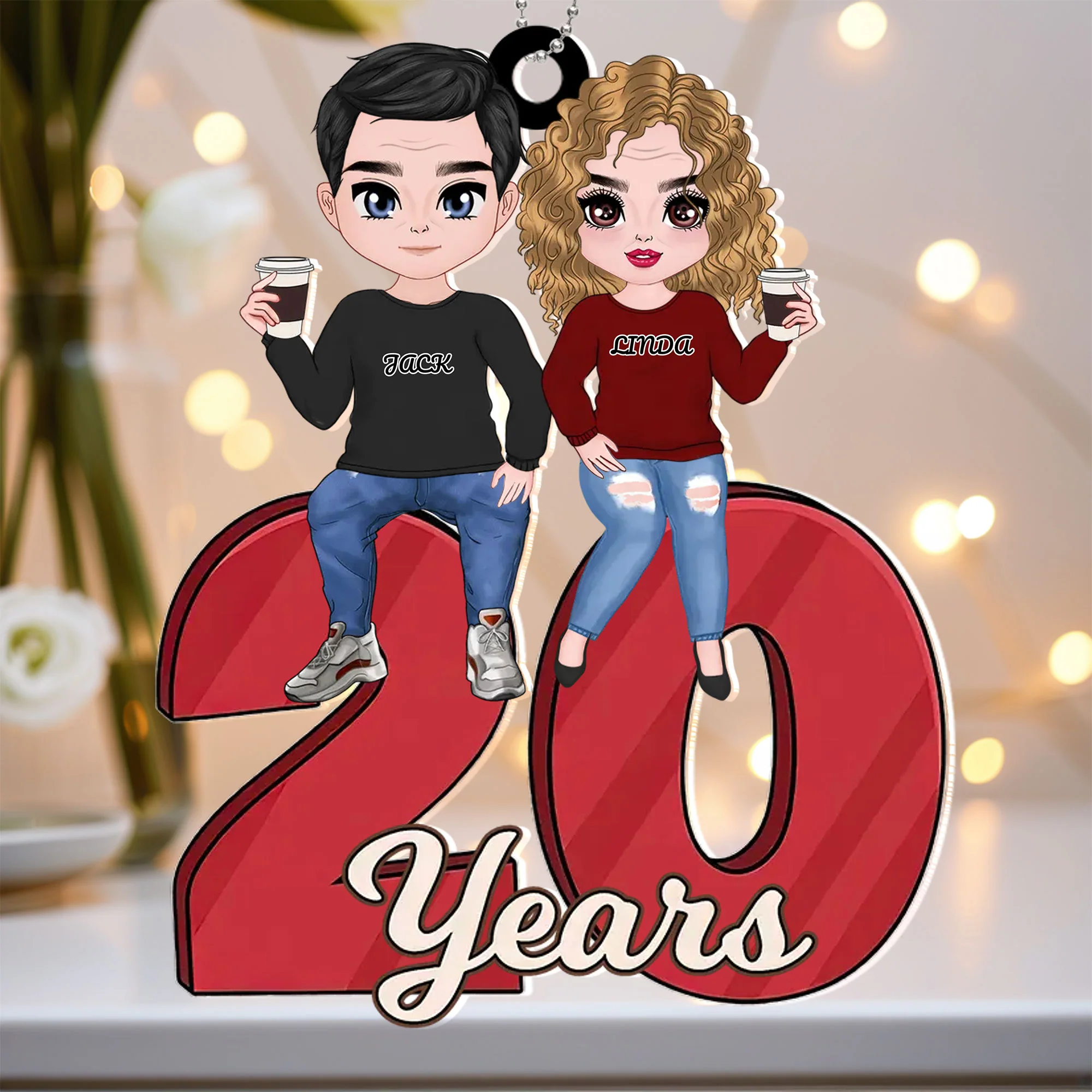 Gifts For Couple - Personalized Car Ornament For Anniversary - Image 2