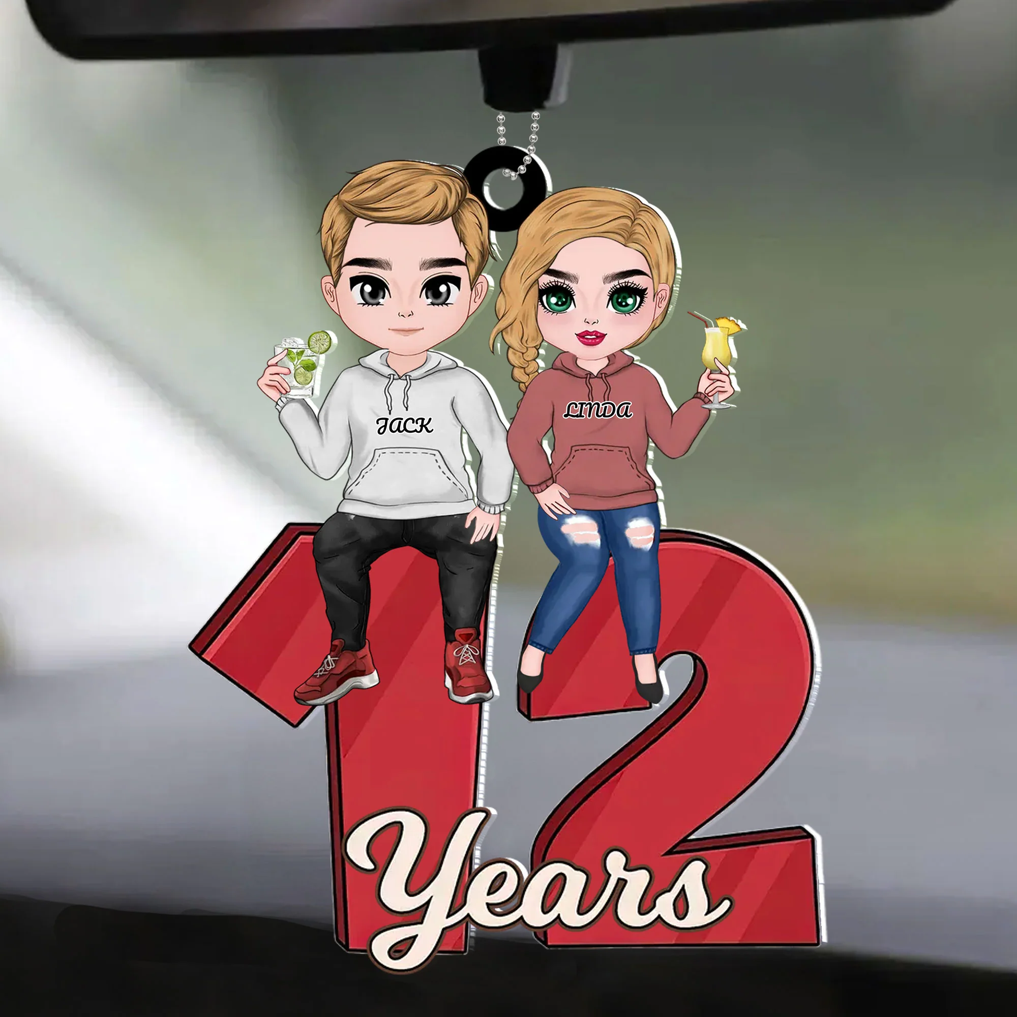 Gifts For Couple - Personalized Car Ornament For Anniversary - Image 3