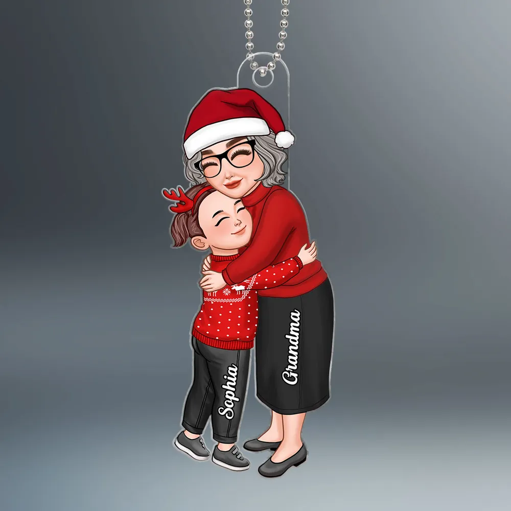 Cute Grandma & Grandkid Hugging - Gift For Grandkids & Grandma - Personalized Acrylic Ornament - Image 12