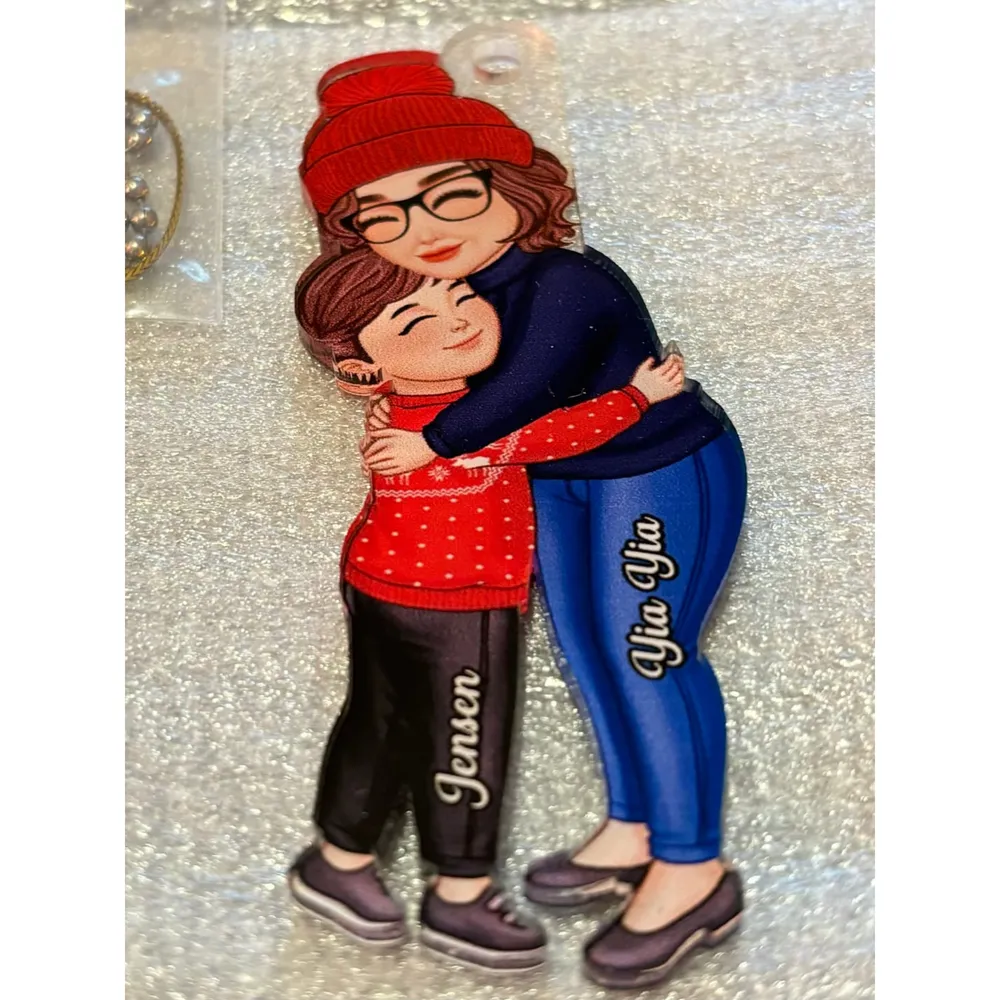 Cute Grandma & Grandkid Hugging - Gift For Grandkids & Grandma - Personalized Acrylic Ornament - Image 14