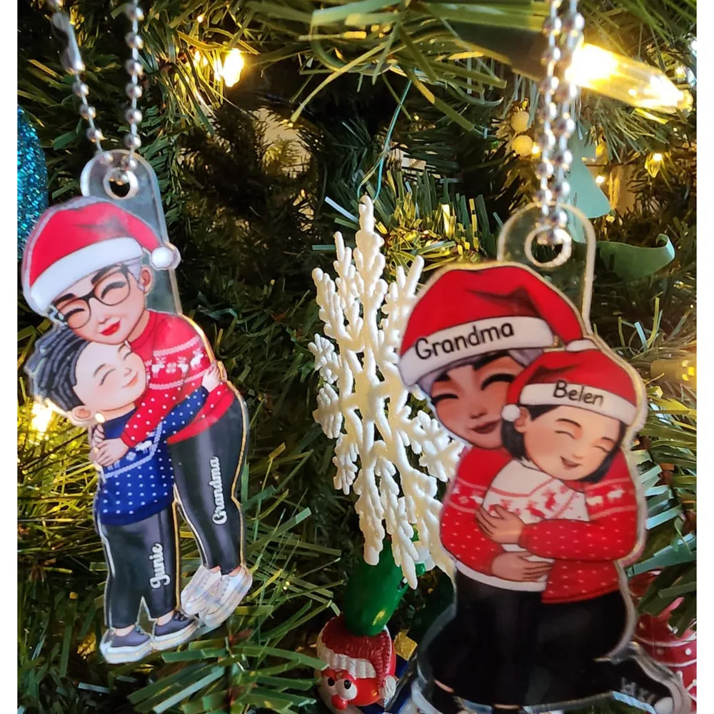 Cute Grandma & Grandkid Hugging - Gift For Grandkids & Grandma - Personalized Acrylic Ornament - Image 15