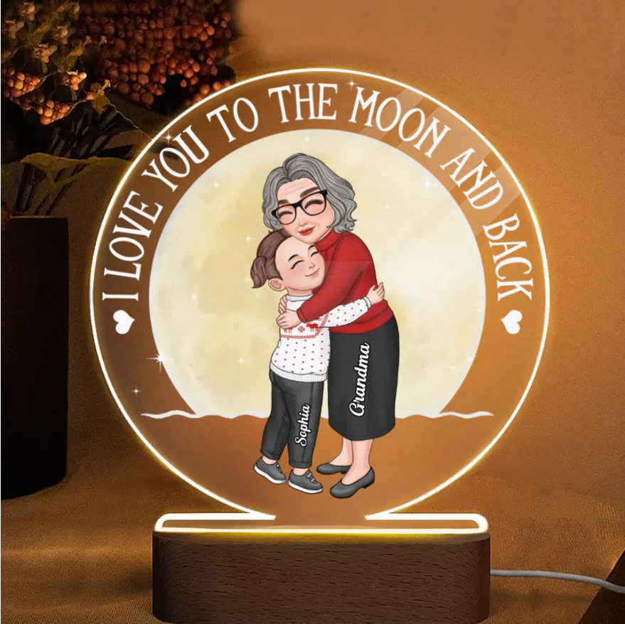 Cute Grandma & Grandkid Hugging - Gift For Grandkids & Grandma - Personalized Acrylic Ornament - Image 3