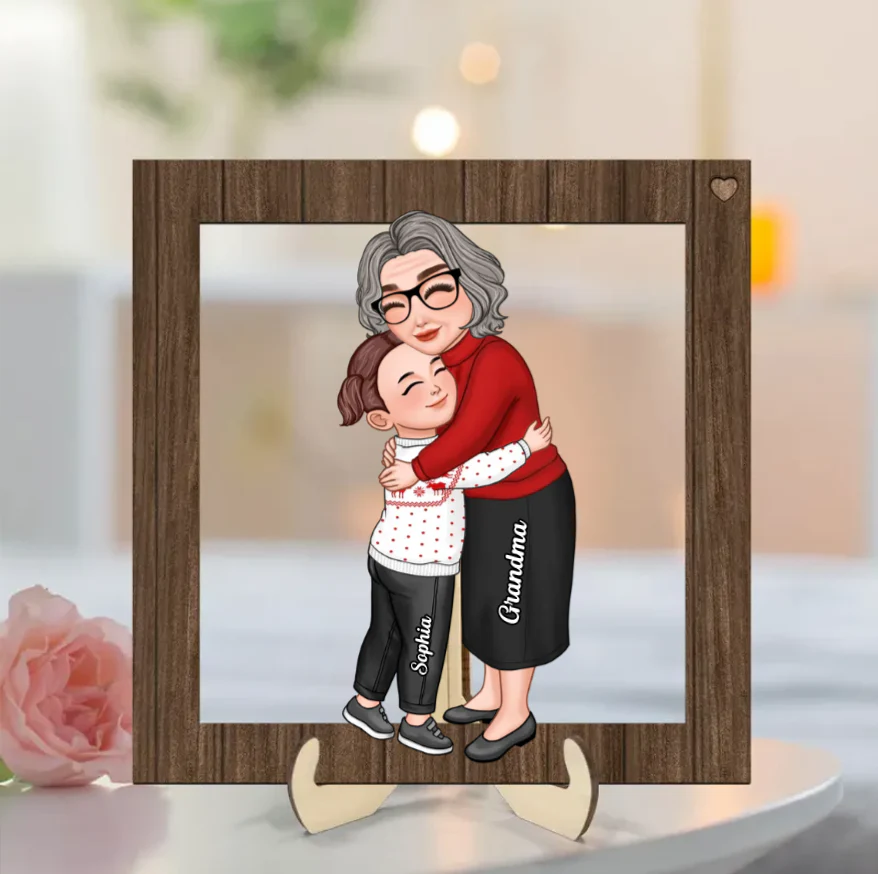 Cute Grandma & Grandkid Hugging - Gift For Grandkids & Grandma - Personalized Acrylic Ornament - Image 6