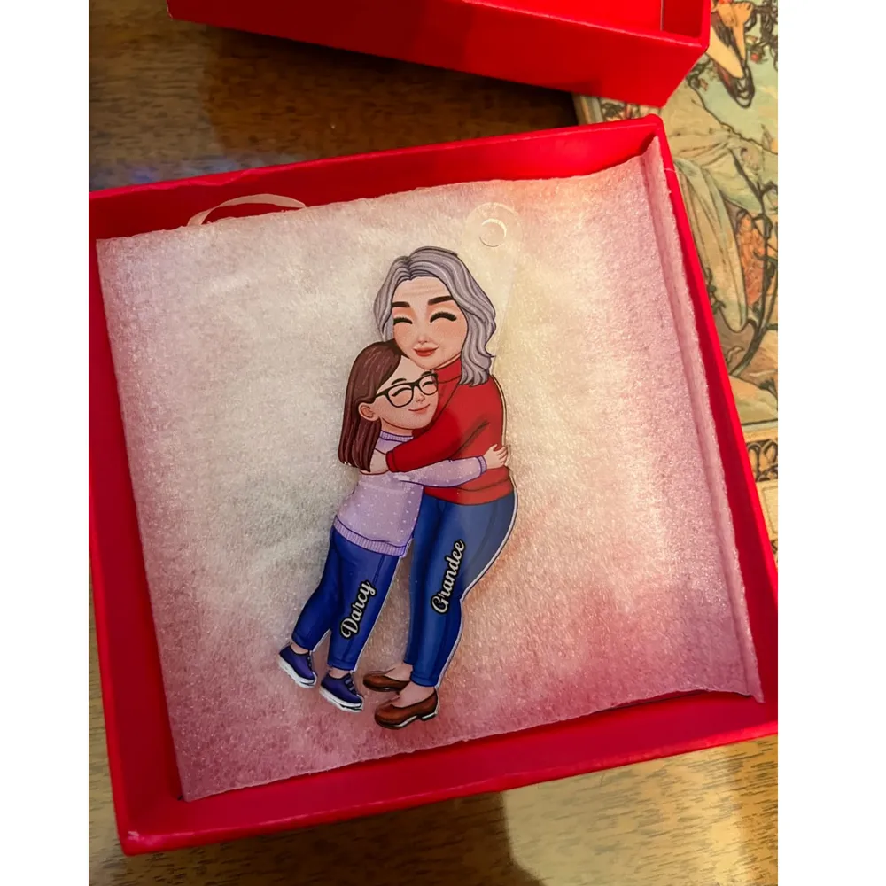 Cute Grandma & Grandkid Hugging - Gift For Grandkids & Grandma - Personalized Acrylic Ornament - Image 8