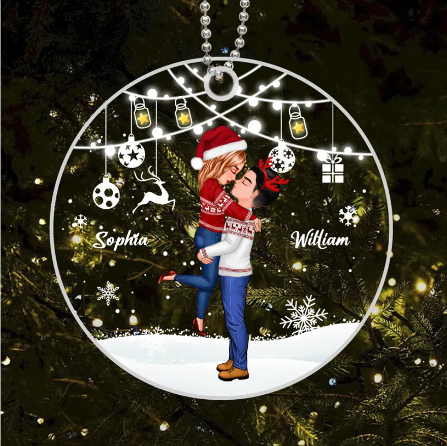 Personalized Couple Ornament – Romantic Holiday Gift with Optional Occupation Outfits