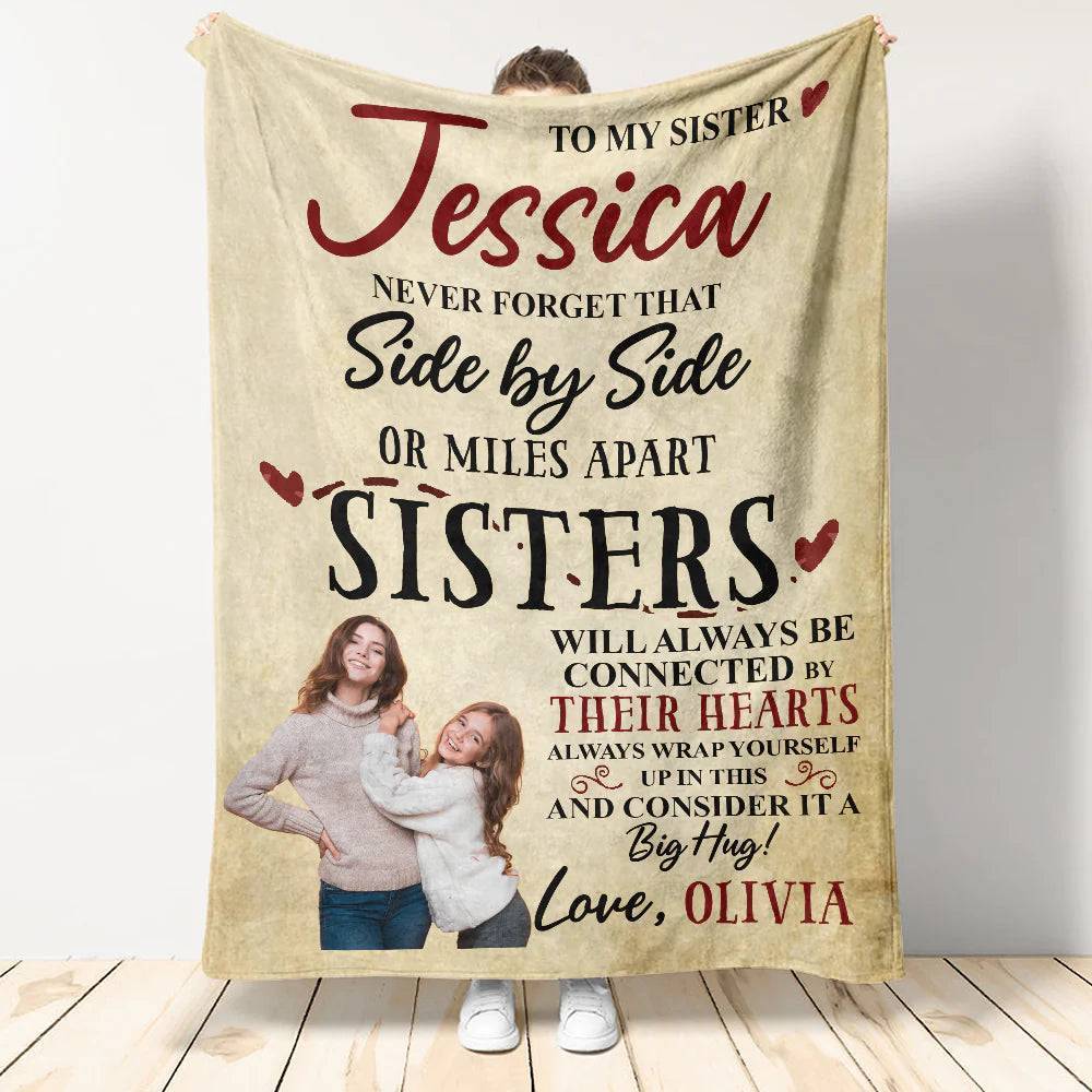 Personalized Custom Blanket For Sisters - My Sister Never Forget That Side By Side - Image 2