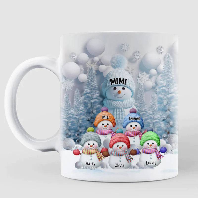 Christmas Personalized Mug - Blue Vibe Snowman - Gifts For Grandma Mom - Image 3