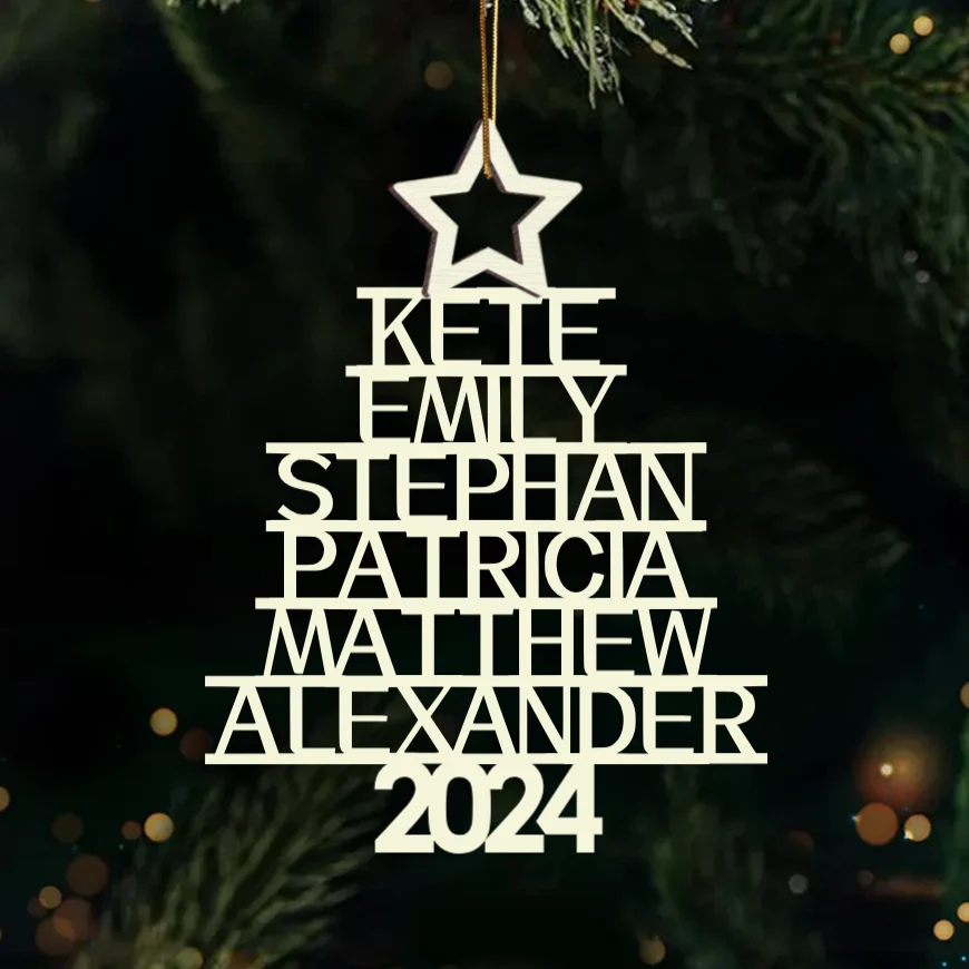 Custom Family Christmas Ornament - Personalized Wood/Acrylic Decor Gift