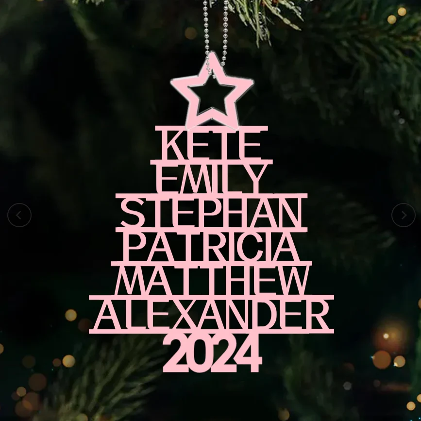 Custom Family Christmas Ornament - Personalized Wood/Acrylic Decor Gift - Image 2