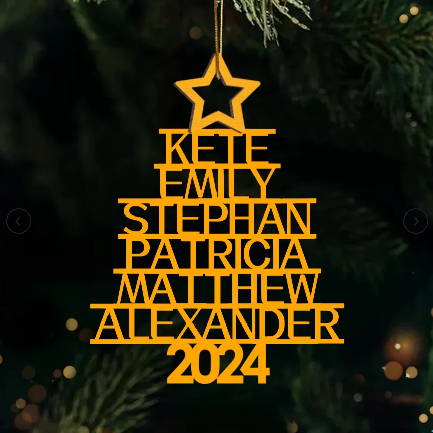 Custom Family Christmas Ornament - Personalized Wood/Acrylic Decor Gift - Image 3