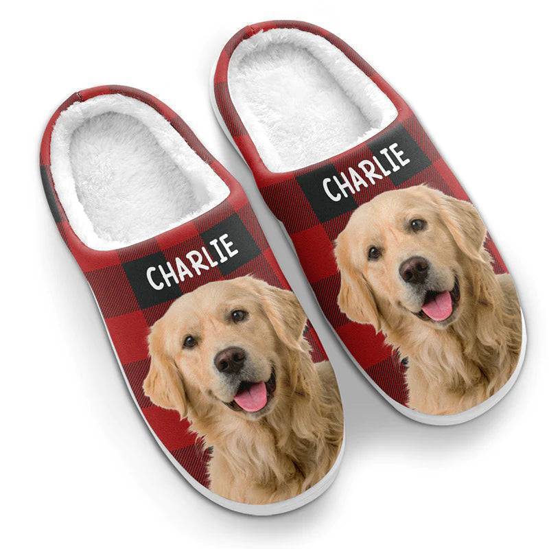 Custom Photo Happiness Is A Warm Puppy - Dog & Cat Personalized Custom Fluffy Slippers - Gift For Pet Owners, Pet Lovers - Image 3