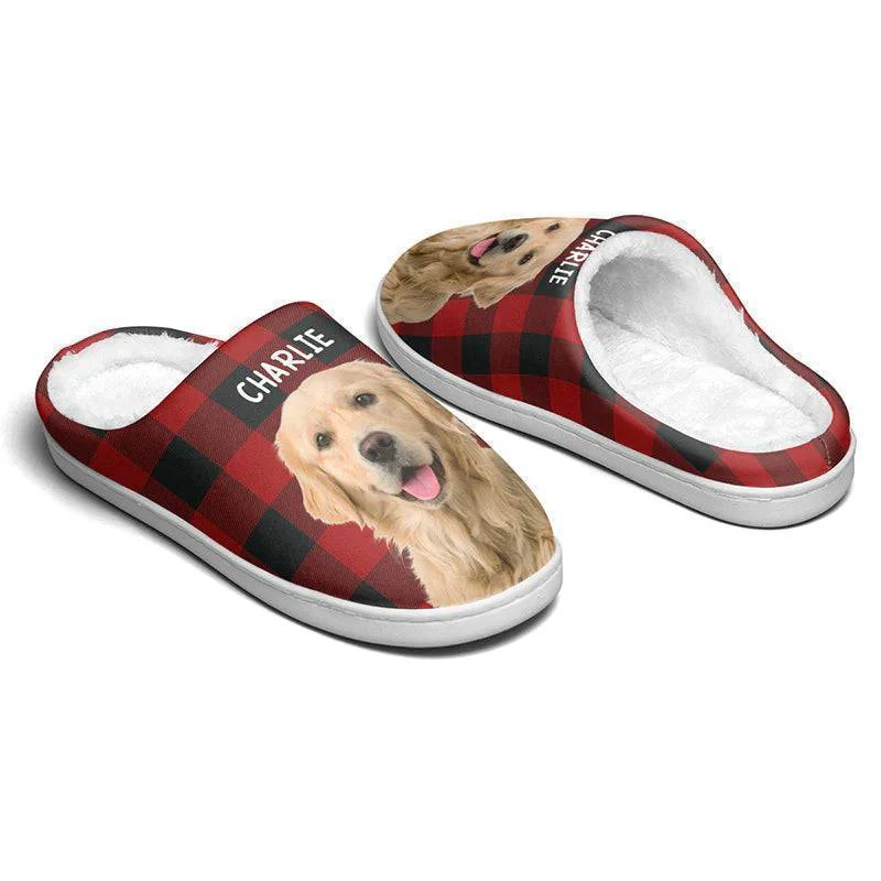 Custom Photo Happiness Is A Warm Puppy - Dog & Cat Personalized Custom Fluffy Slippers - Gift For Pet Owners, Pet Lovers - Image 5