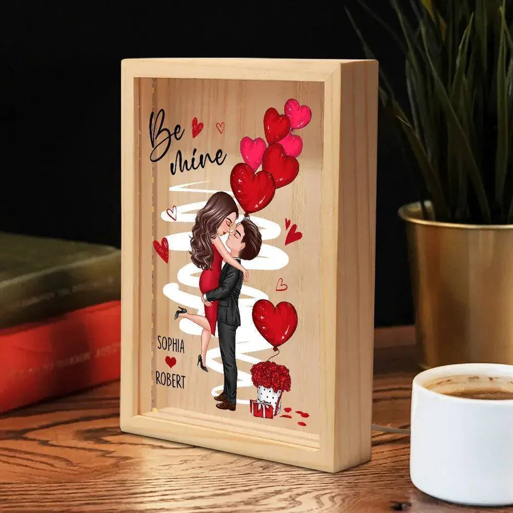 Be Mine Doll Couple Kissing - Valentine's Day Custom Frame Light Box - Personalized Romantic Scene - Image 4