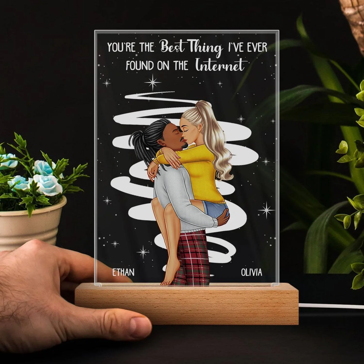 Love's Glow - Personalized Kissing Couple 3D LED Light with Wooden Base - Romantic Gift for Couples - Ideal for Valentine's & Anniversaries - Image 4