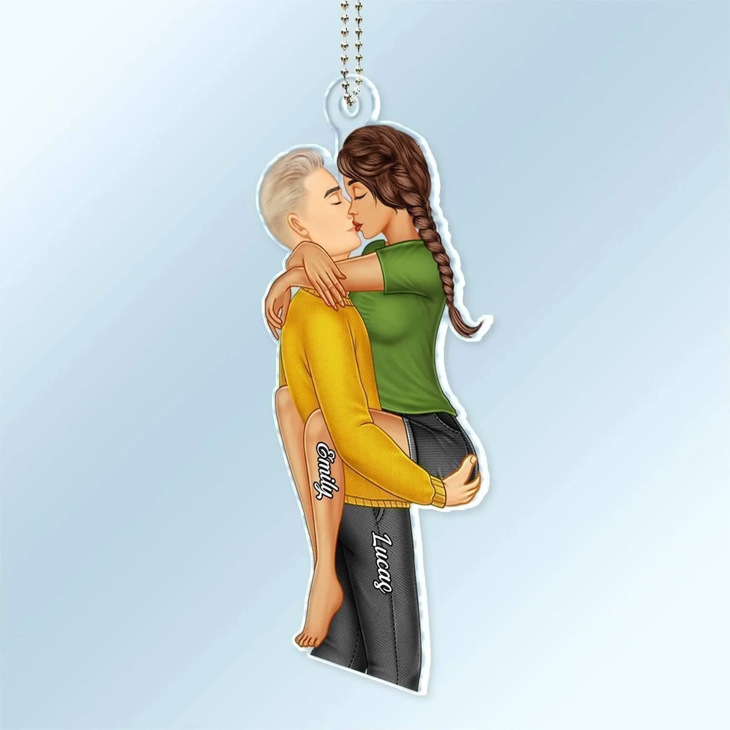 Couple Kissing - ‘Forever Yours’ Personalized Acrylic Car Hanger - Romantic Gift for Valentine's & Anniversaries - Image 2
