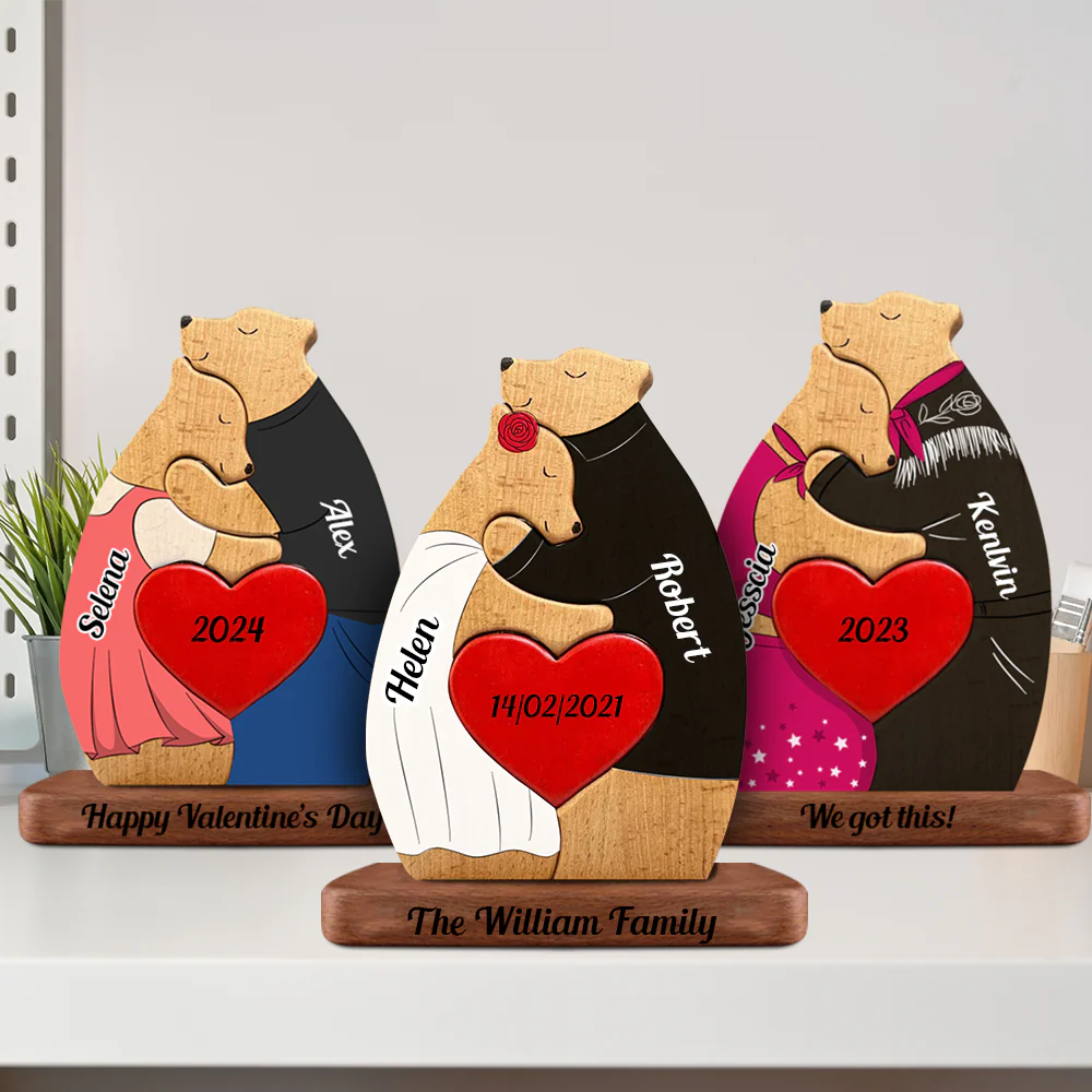 Love Bears Together - Customized Wooden Bear Couple Puzzle - Perfect for Anniversaries & Valentine's Day - Including Pet Carvings - Image 2