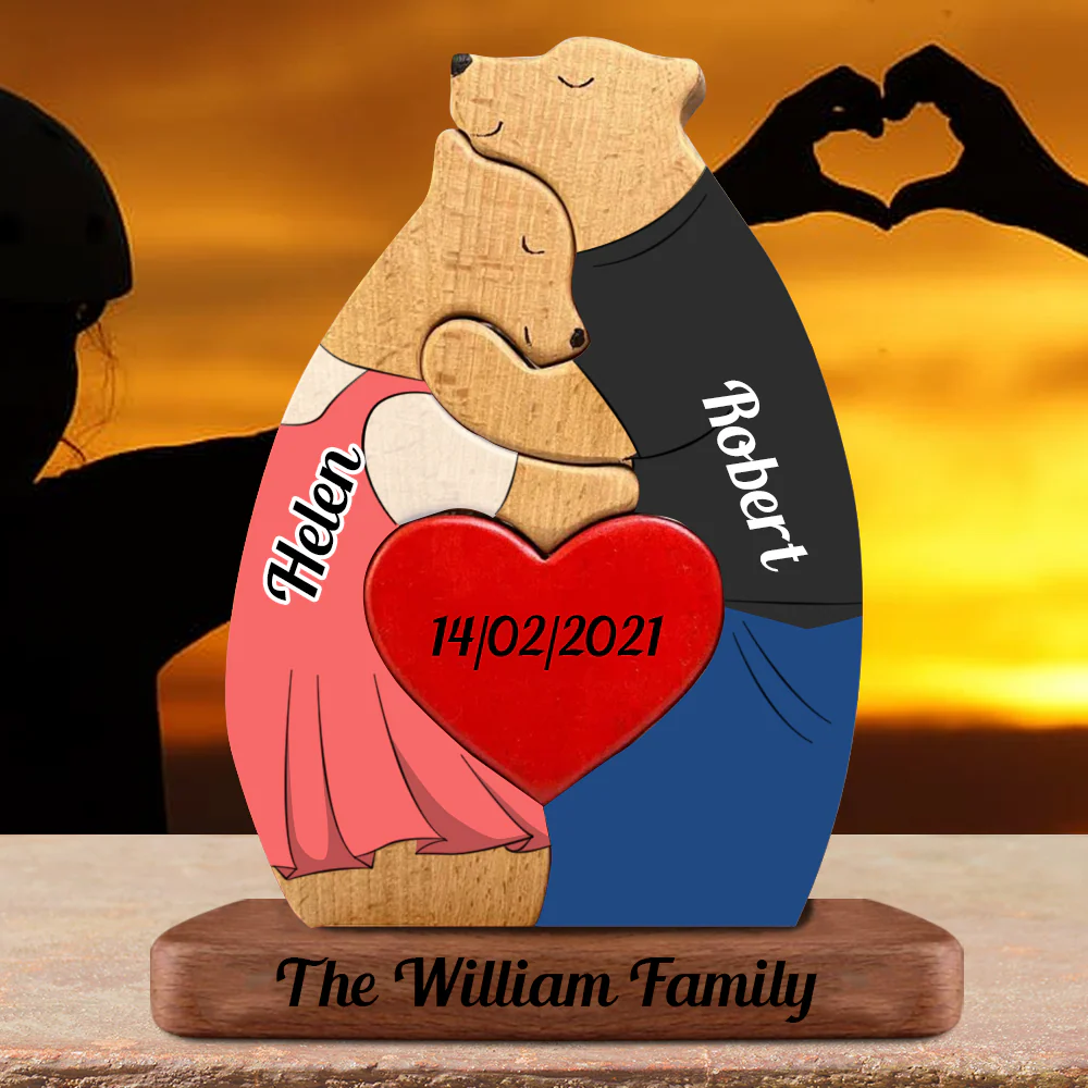Love Bears Together - Customized Wooden Bear Couple Puzzle - Perfect for Anniversaries & Valentine's Day - Including Pet Carvings - Image 4