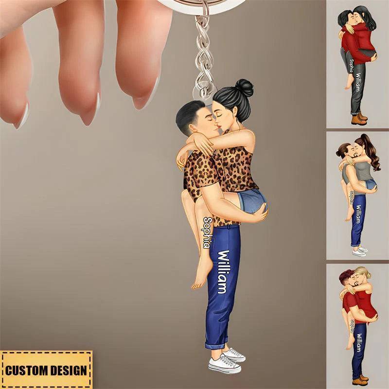 Embrace of Love - Personalized Kissing Couple Acrylic Keychain - Perfect for Valentine's & Anniversary Celebrations - Image 4