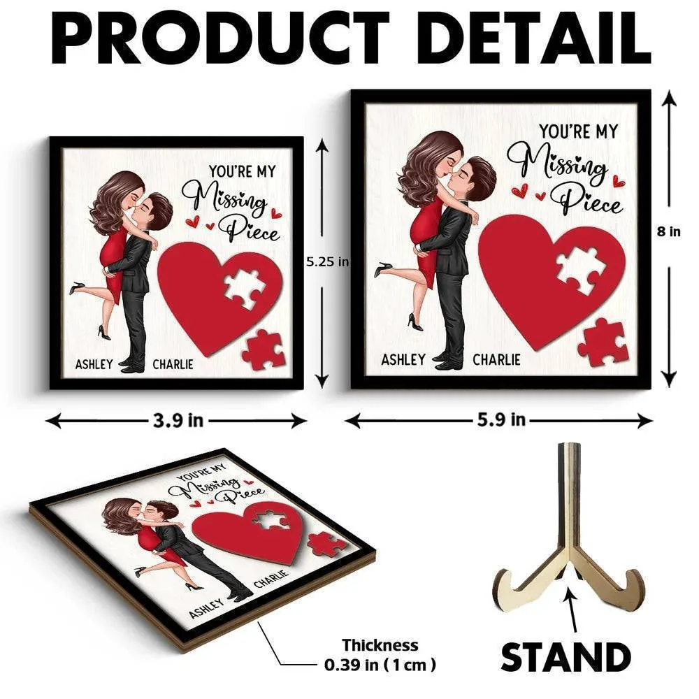 Personalized Couple's Red Heart Wooden Plaque - 2-Layer Missing Piece Design - Image 6