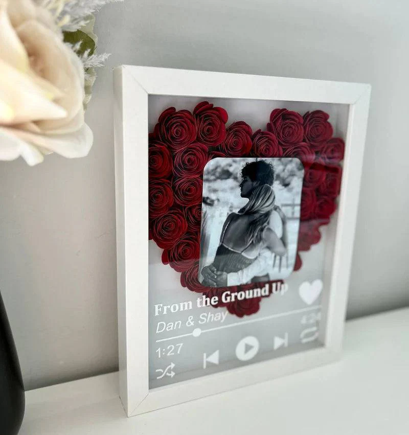 Love in Bloom - Personalized Heart-Shaped Flower Shadow Box with Photo - Ideal for Valentine's Day & Anniversaries - Image 13
