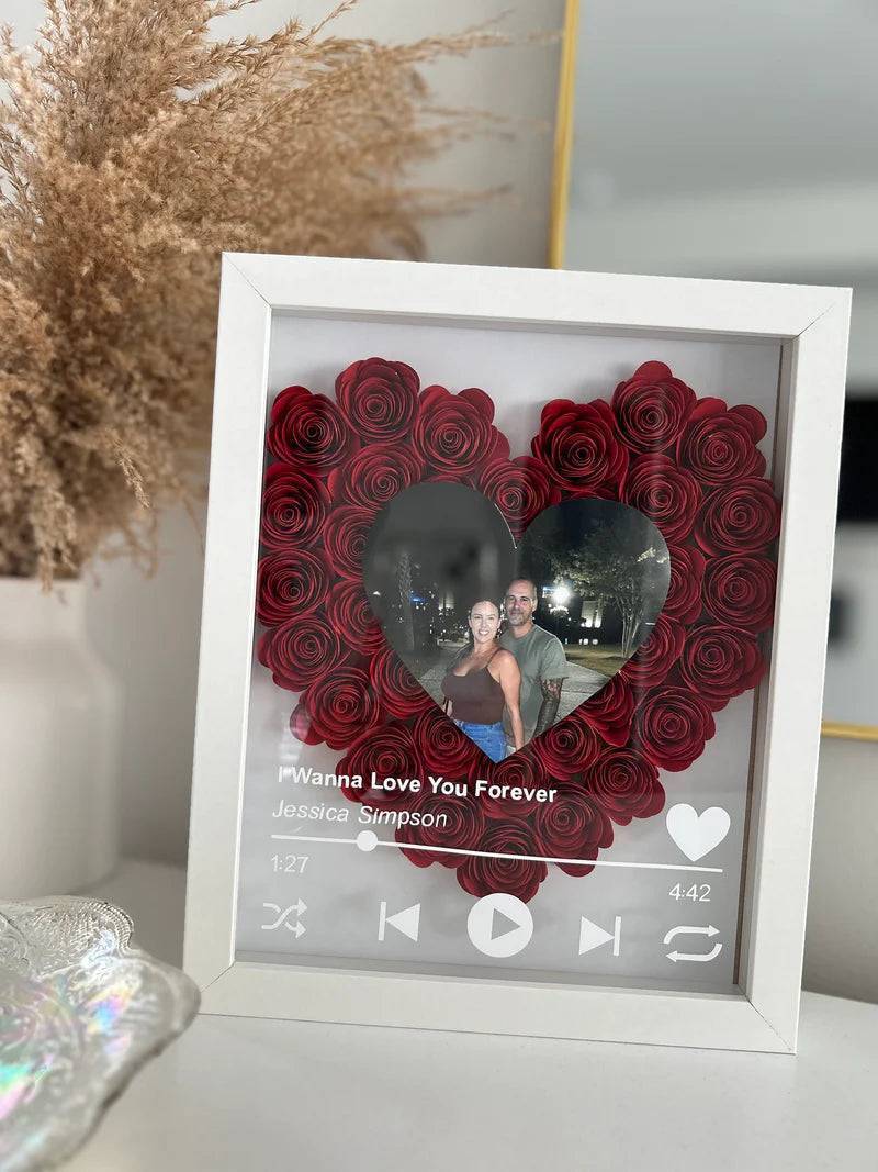 Love in Bloom - Personalized Heart-Shaped Flower Shadow Box with Photo - Ideal for Valentine's Day & Anniversaries - Image 14
