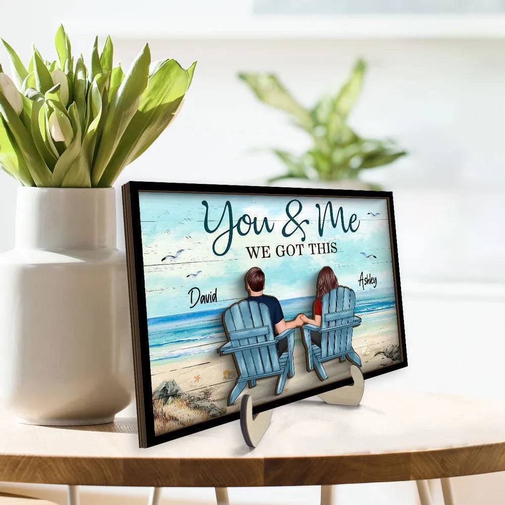 Seaside Memories - Personalized Vintage Beach Couple Wooden Plaque - A Timeless Anniversary Gift for Him & Her - Image 3