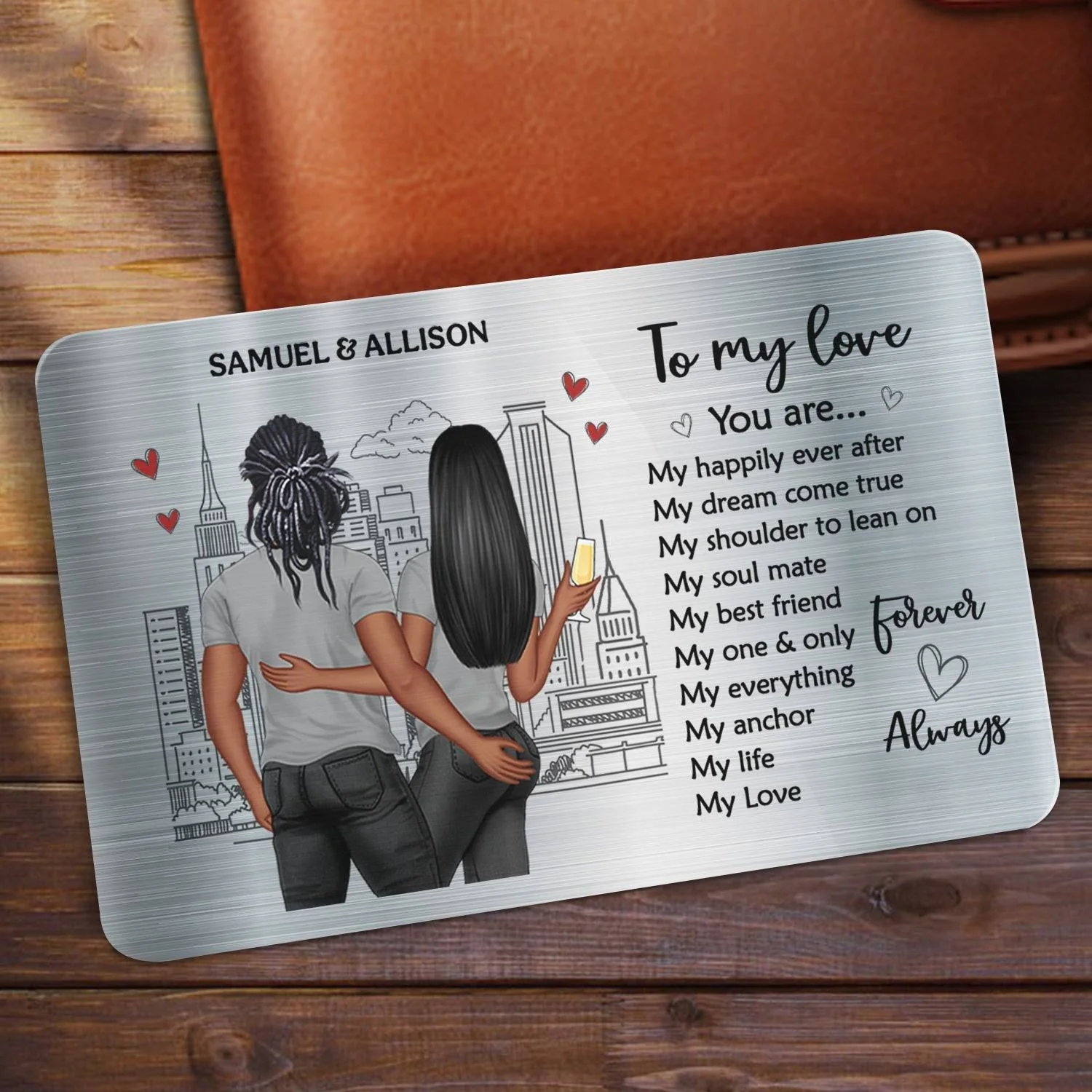 Personalized 'I Love You' Aluminum Wallet Card - Ideal for Anniversaries & Valentine's - Image 2