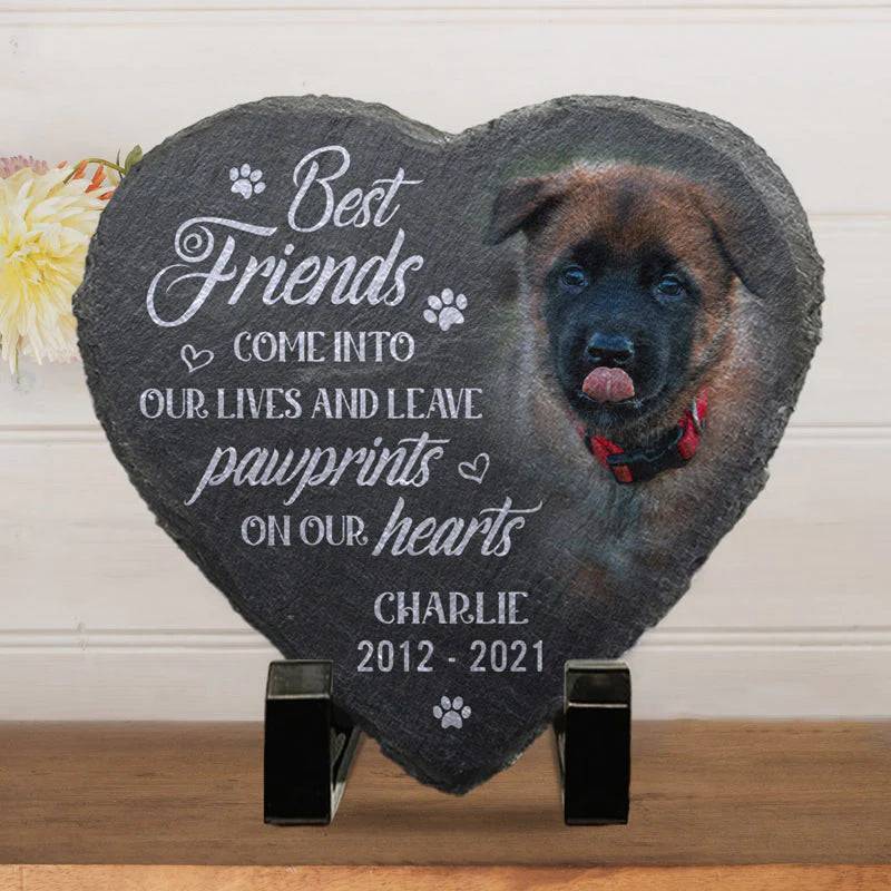 Personalized Heart Stone Pet Memorial Tribute for Garden Decor, Once By My Side Forever In My Heart, Unique Sympathy Gift - Image 2