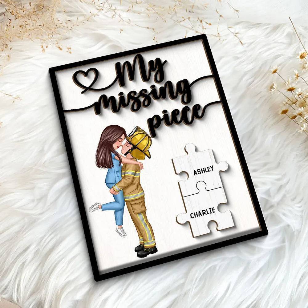 My Missing Piece - Personalized 2-Layer Wooden Plaque for Heroes - Firefighters, Nurses, Police Officers - Romantic Gift for Valentine's & Anniversaries - Image 5