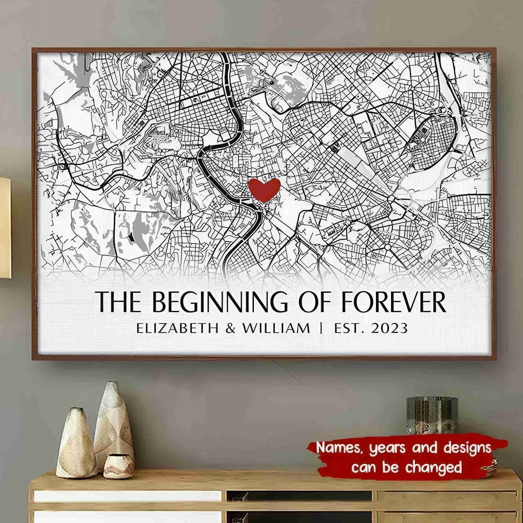Love's Origin Story - 'Where It All Began' Personalized Horizontal Poster - Ideal Gift for Couples on Anniversaries & Valentine's Day