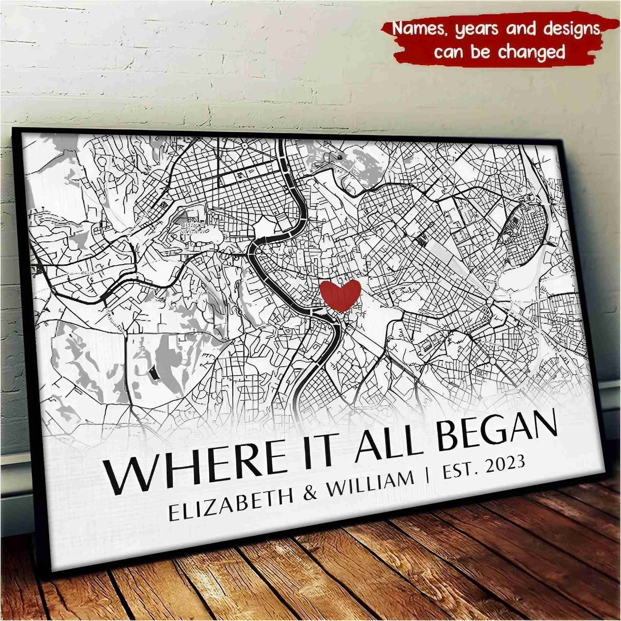 Love's Origin Story - 'Where It All Began' Personalized Horizontal Poster - Ideal Gift for Couples on Anniversaries & Valentine's Day - Image 2