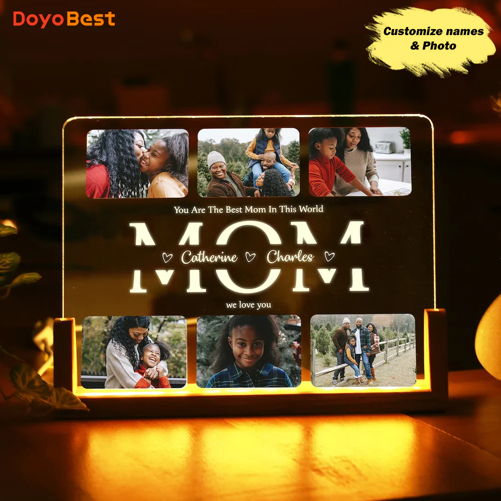 Family Glow - Custom Photo Night Light - Perfect Gift for Mom, Dad & Grandma