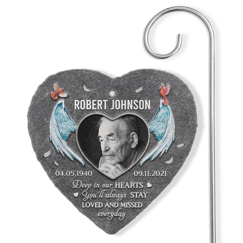 Forever In Our Hearts - Personalized Memorial Photo Garden Slate with Hook - A Touching Tribute & Sympathy Gift for Loved Ones - Image 4