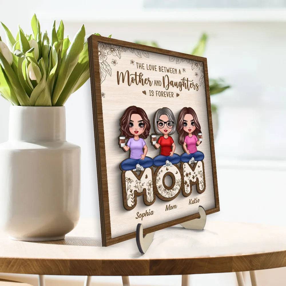 Together with Mom - 'Mother & Daughters' United Wooden Plaque - A Heartfelt Gift for Mother's Day - Image 3
