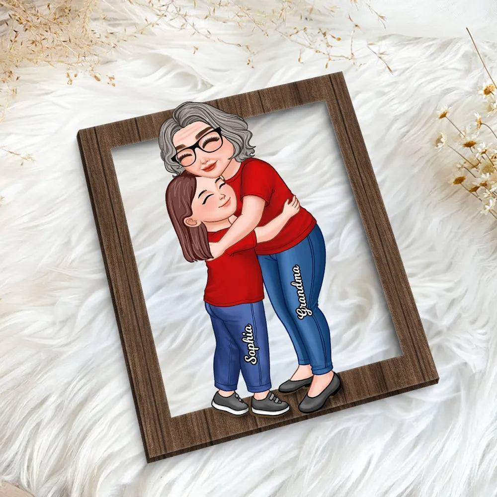 Embrace of Generations - Personalized 'Grandma & Grandkid Hug' Wooden Plaque - A Heartwarming Gift for Grandma - Image 6
