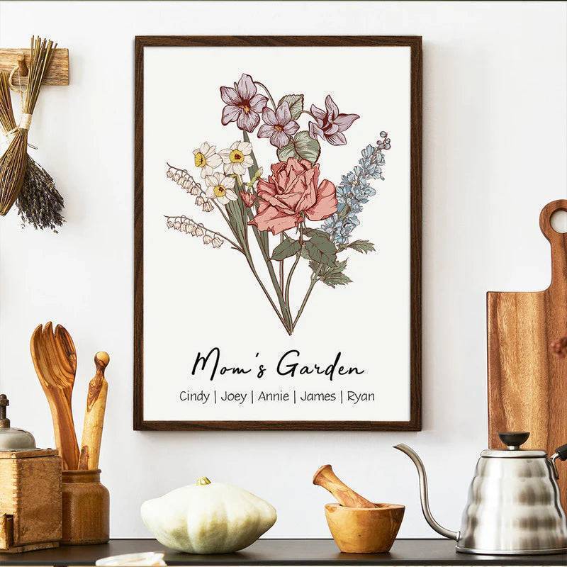 Family Blossoms - Custom Birth Flower & Names Artwork - Personalized Canvas or Poster for Your Home - Image 3