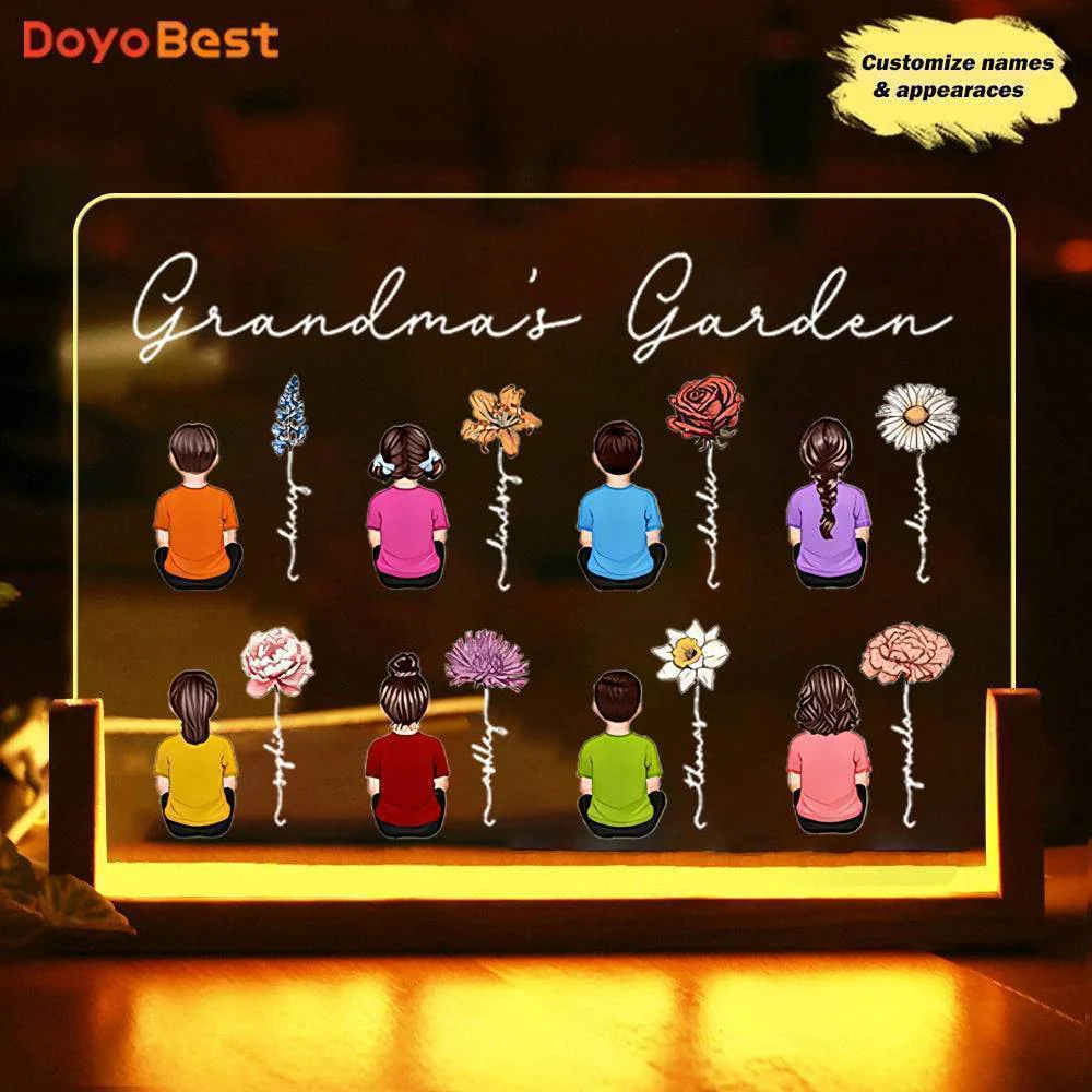 Blooming Heritage - Vintage Birth Month Floral Plaque with Kids' Names - Ideal Mother's Day Gift for Grandma, Mom, & Aunt