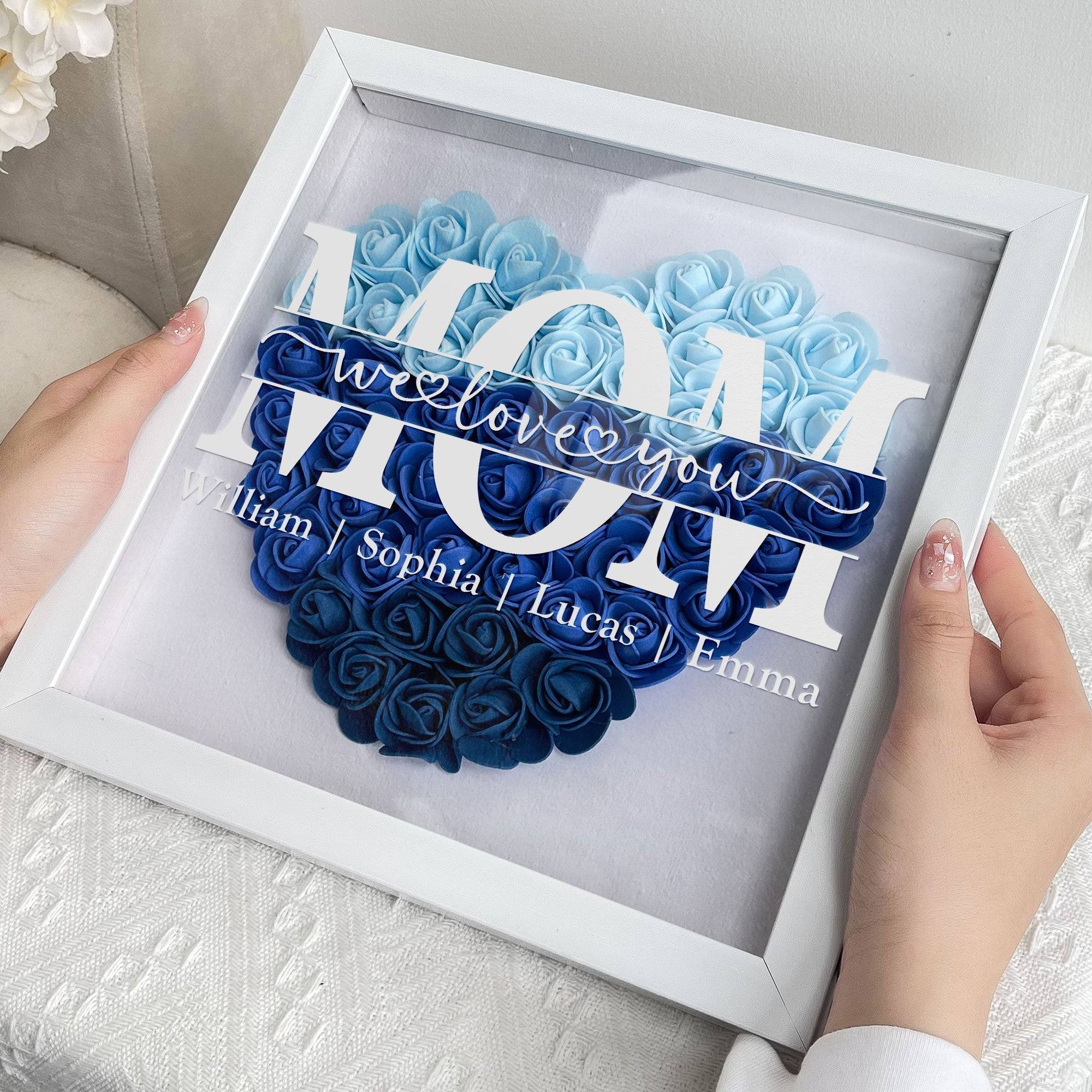 MOM We Love You Shadow Box, Personalized Heart Rose Keepsake for Mom, Meaningful Family Memory Gift for Her - Image 4