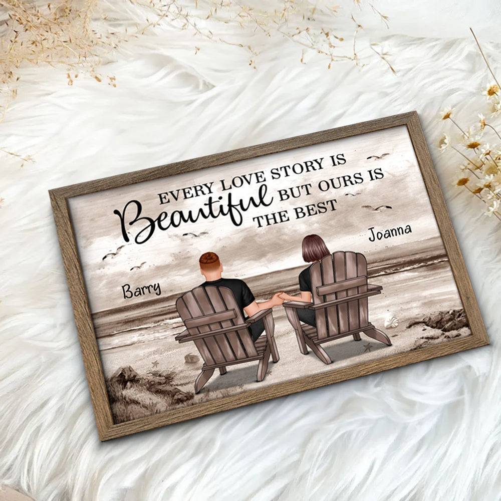 You & Me We Got This Custom Wooden Plaque with Seaside Couple Illustration, Romantic Wall Decor and Unique Anniversary Gift - Image 2