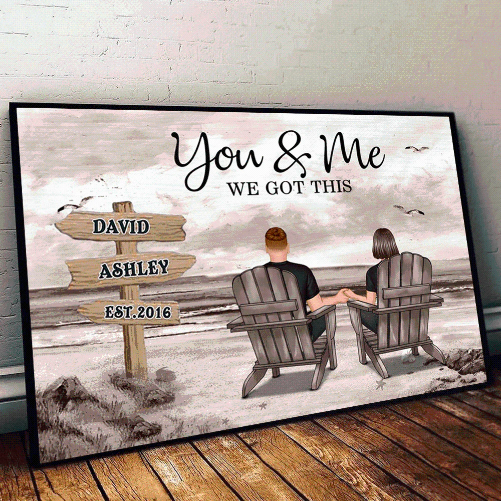 Seaside Memories - Personalized Vintage Beach Couple Poster or Canvas - A Timeless Anniversary Gift for Him & Her - Image 2