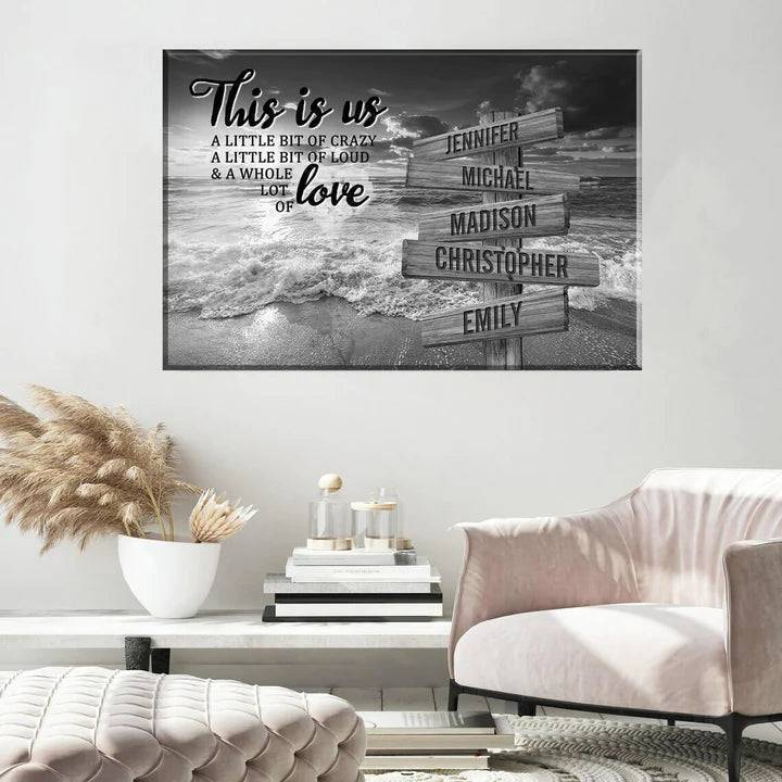 Ocean Sunset Personalized "THIS IS US" Multi-Names Premium Canvas Poster - Image 2