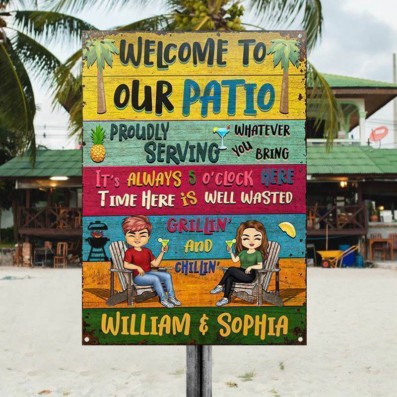 Patio Welcome Grilling Proudly Serving Whatever You Bring - Backyard Sign - Personalized Custom Classic Metal Signs(include nails) - Image 5