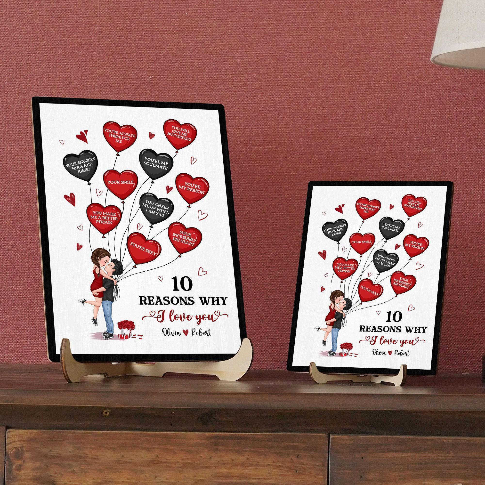 Personalized 2-Layered Wooden Plaque With Stand - Gift for Couples - 10 Reasons Why I Love You (RB) - Image 2