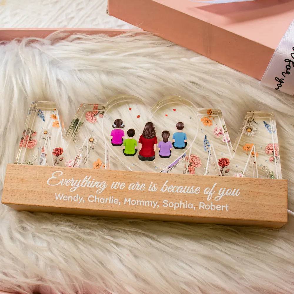 Heartlight Memories: Custom Family Glow, Custom Birth Month Flower Led Night Light - Image 2