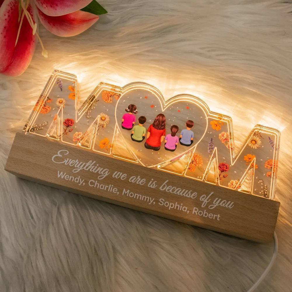 Heartlight Memories: Custom Family Glow, Custom Birth Month Flower Led Night Light - Image 3