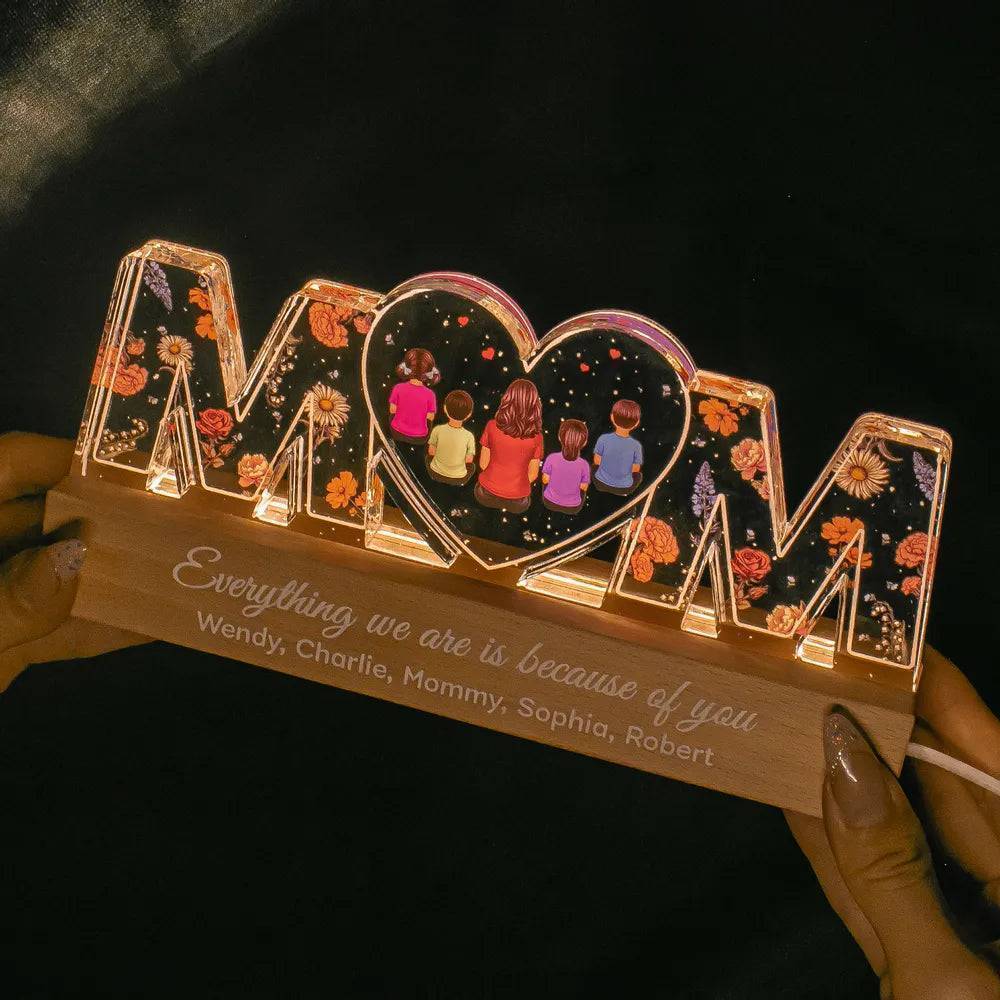 Heartlight Memories: Custom Family Glow, Custom Birth Month Flower Led Night Light - Image 7