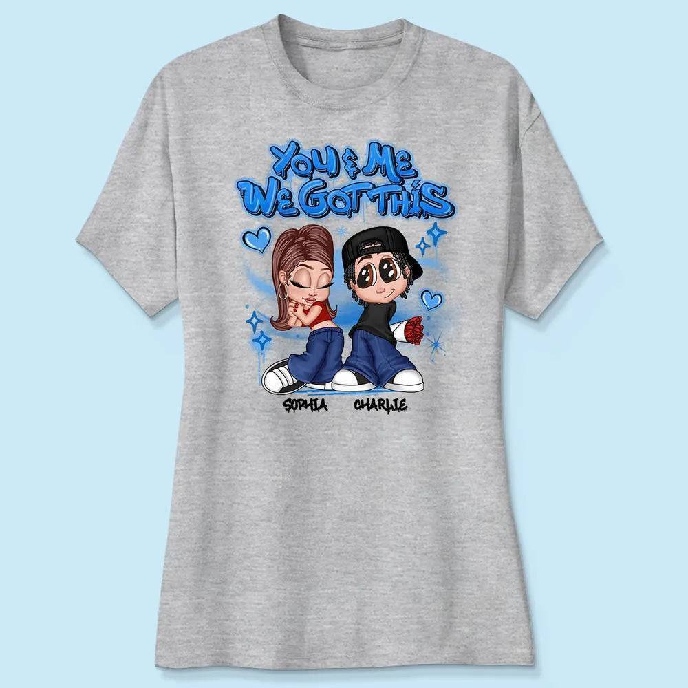 Y2K Couple Airbrushed Personalized Shirt, Gift For Him Gift For Her - Image 4
