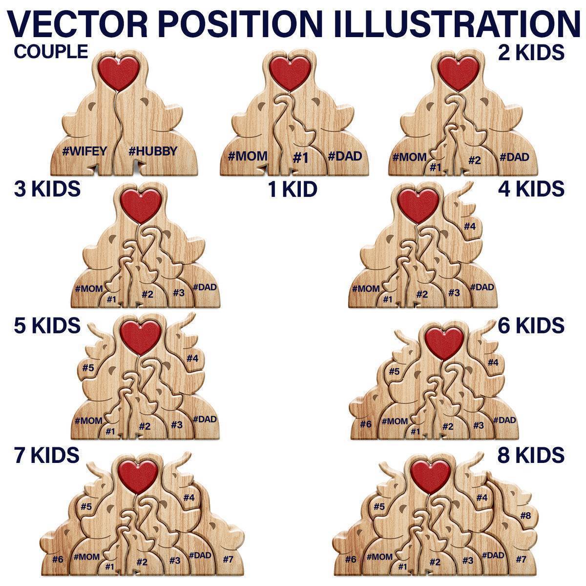 Love Elephant Family - Gift For Mother, Father, Family - Personalized Custom Shaped Wooden Puzzle - Image 5