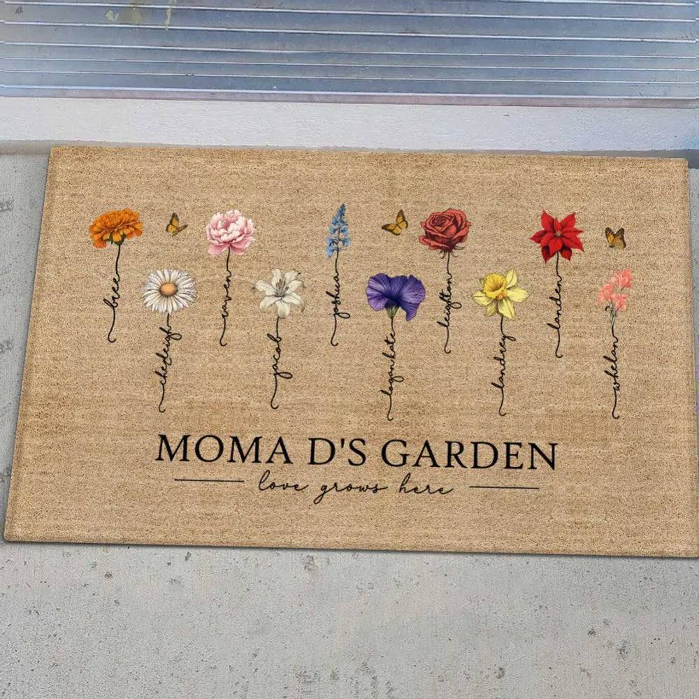 Grandma‘s Garden Love Grows Here Vintage Birth Flowers Swirl Name Personalized Doormat, Mother's Day Gift, Gift For Her, Mom, Grandma - Image 5